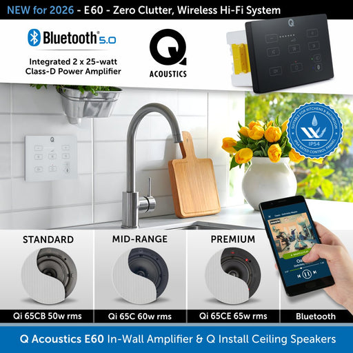 Q Acoustics E60 - Bluetooth In-Ceiling Speaker System with Q Install Speakers