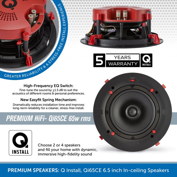 Q Acoustics E60 - Bluetooth In-Ceiling Speaker System with Q Install Speakers