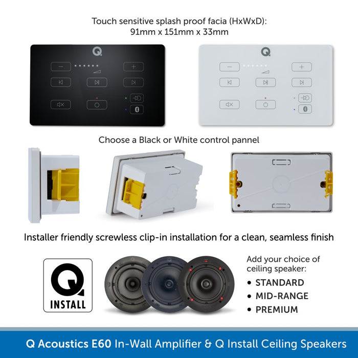 Q Acoustics E60 - Bluetooth In-Ceiling Speaker System with Q Install Speakers