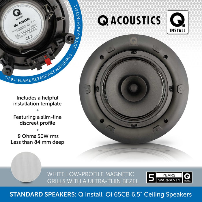 Q Acoustics E60 - Bluetooth In-Ceiling Speaker System with Q Install Speakers