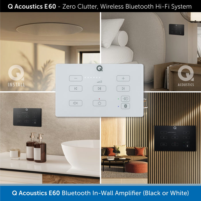 Q Acoustics E60 - Bluetooth In-Wall Amplifier Touch Panel (Black or White)