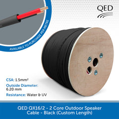 QED QX16/2 - 2 Core Outdoor Speaker Cable - Black (Custom Length)
