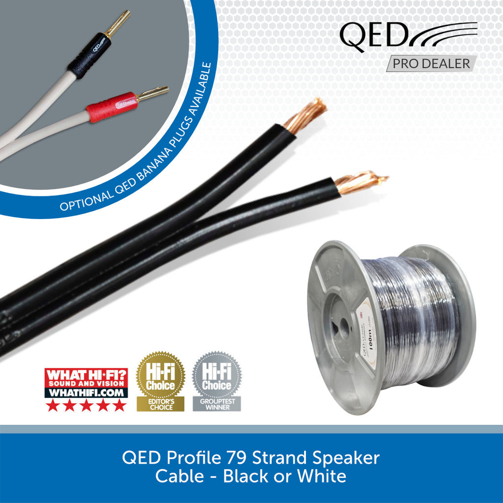 QED Profile 79 Strand Speaker Cable - Black or White | Audio Volt