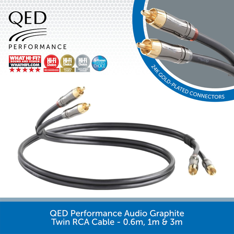 QED Performance Audio Graphite Twin RCA Cable - 0.6m, 1m & 3m