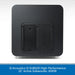 Black high-performance active subwoofer with branding on a white background