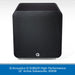 Black high-performance subwoofer with Q Acoustics logo on a white background