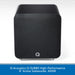 Black high-performance subwoofer with Q Acoustics logo on a white background