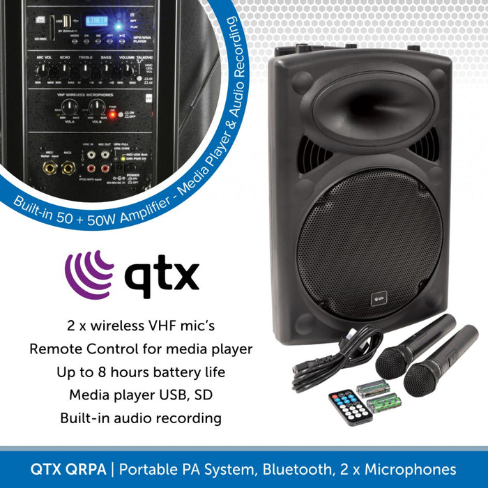 QTX QRPA-BT Portable PA Systems with Bluetooth | Audio Volt