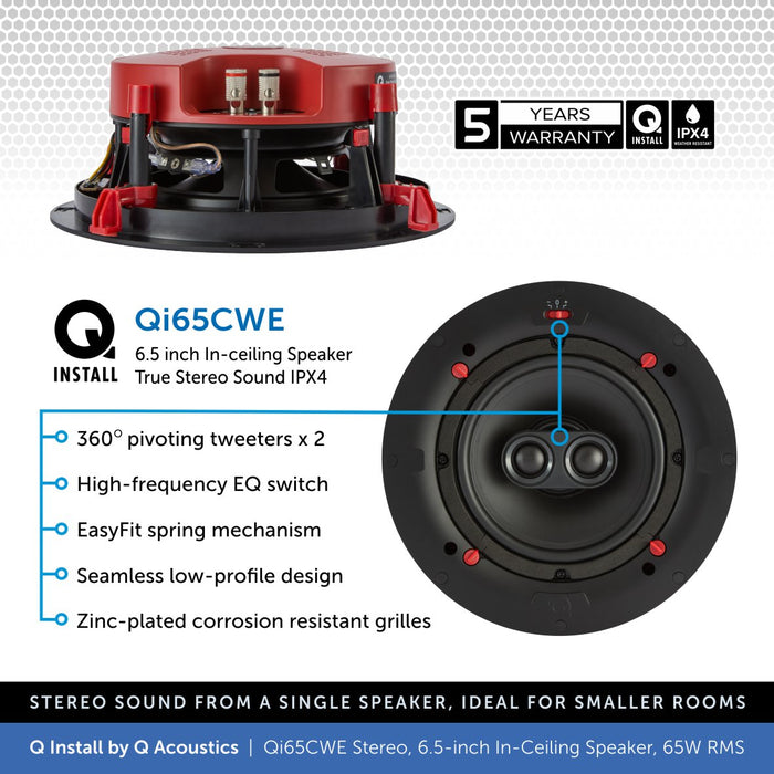 Q Install Qi65CWE Stereo IPX4 Ceiling Speaker&nbsp;