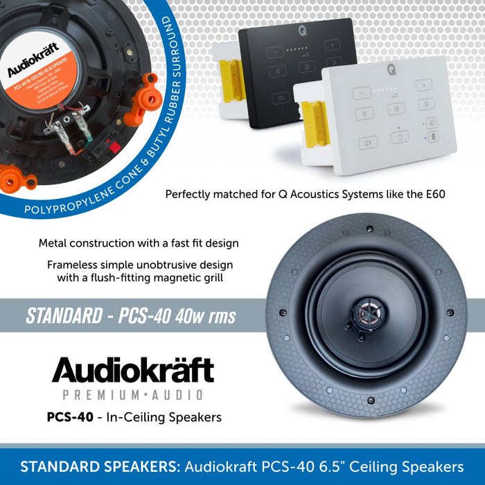 Q Acoustics E60 - Bluetooth In-Ceiling Speaker System with Audiokraft Speakers