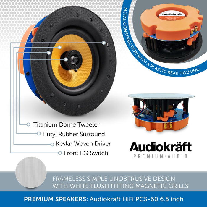 Q Acoustics E60 - Bluetooth In-Ceiling Speaker System with Audiokraft Speakers