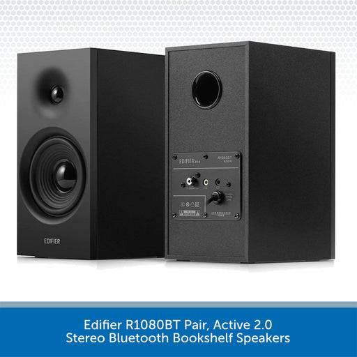 Edifier R1080BT Pair, Active 2.0 Stereo Bluetooth Bookshelf Speakers