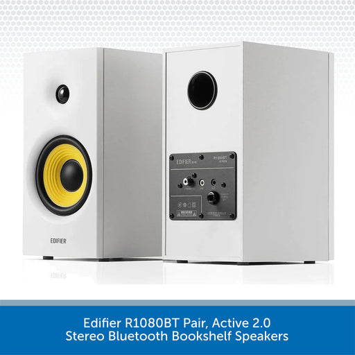 Edifier R1080BT Pair, Active 2.0 Stereo Bluetooth Bookshelf Speakers