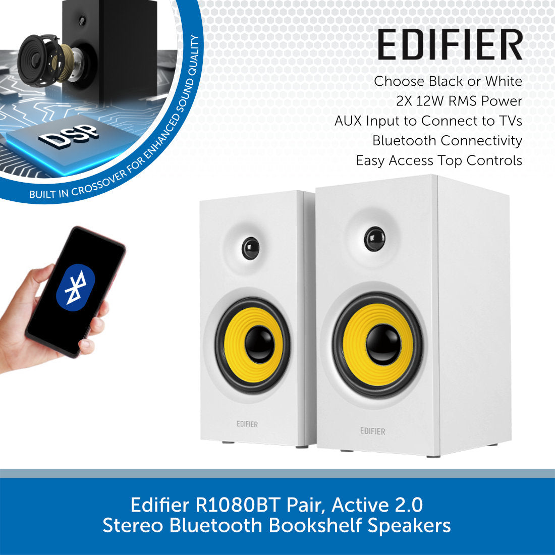 Edifier R1080BT Active Bookshelf Speakers with Bluetooth | Audio