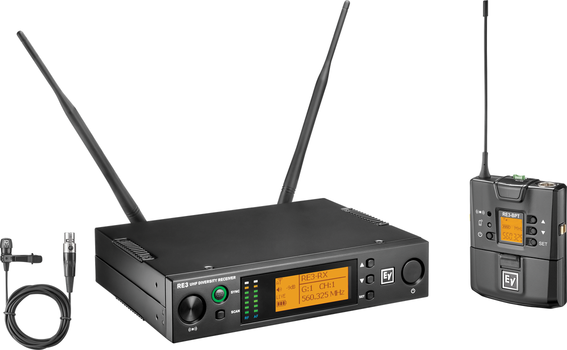Electro-Voice RE3-BPCL Wireless Beltpack / Lavalier Microphone System CH70 (823–865 MHz)