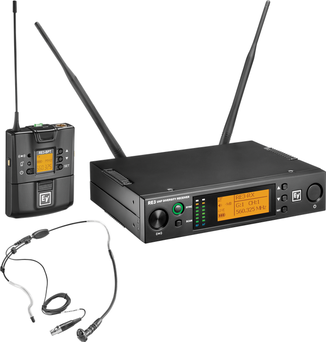 Electro-Voice RE3-BPHW Wireless Beltpack / Headset Microphone System CH70 (823-865MHz)