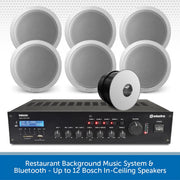 Restaurant Background Music System & Bluetooth - Up to 12 Bosch In-Ceiling Speakers