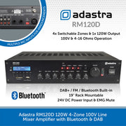 Adastra Warehouse Music Sound System with Suspended Pendant Speakers, Bluetooth & DAB Radio