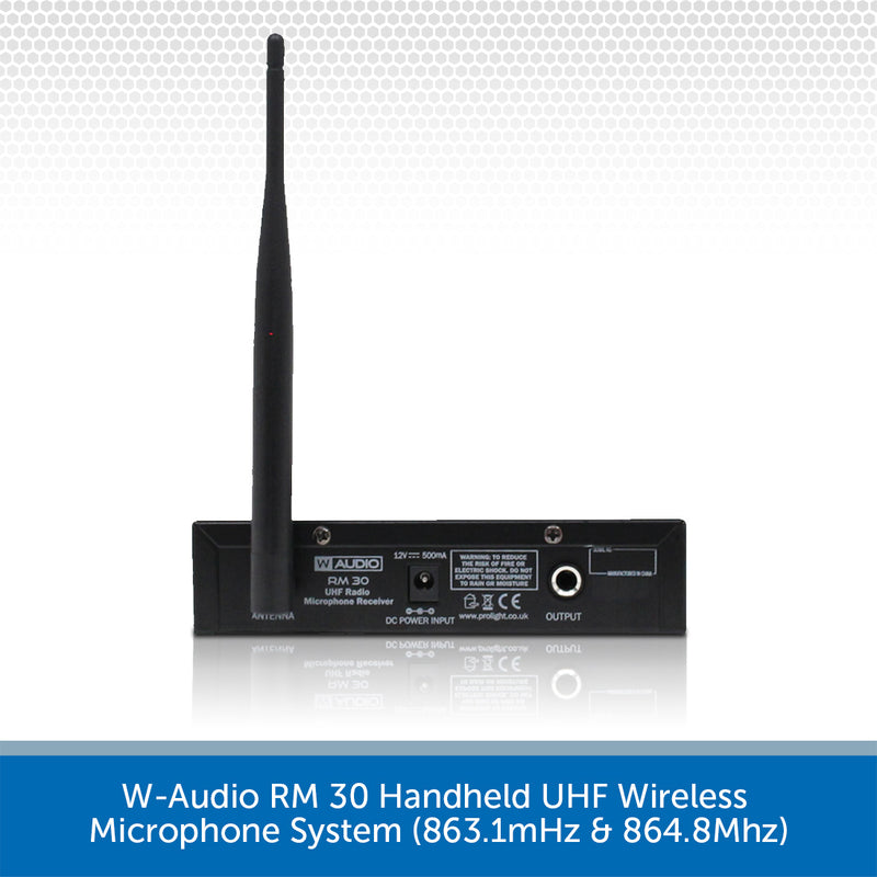 W-Audio RM 30 Handheld UHF Wireless Microphone System (863.1mHz & 864.8Mhz)
