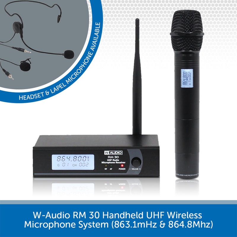 W-Audio RM 30 Handheld UHF Wireless Microphone System (863.1mHz & 864.8Mhz)