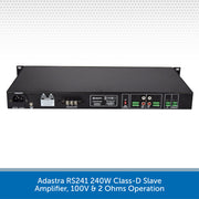 Adastra RS241 240W Class-D Slave Amplifier, 100V & 2 Ohms Operation Back