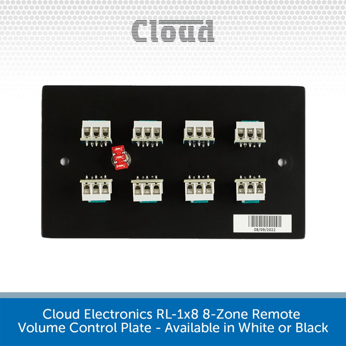 Cloud Electronics RL-1x8 8-Zone Remote Volume Control Plate - Available in White or Black