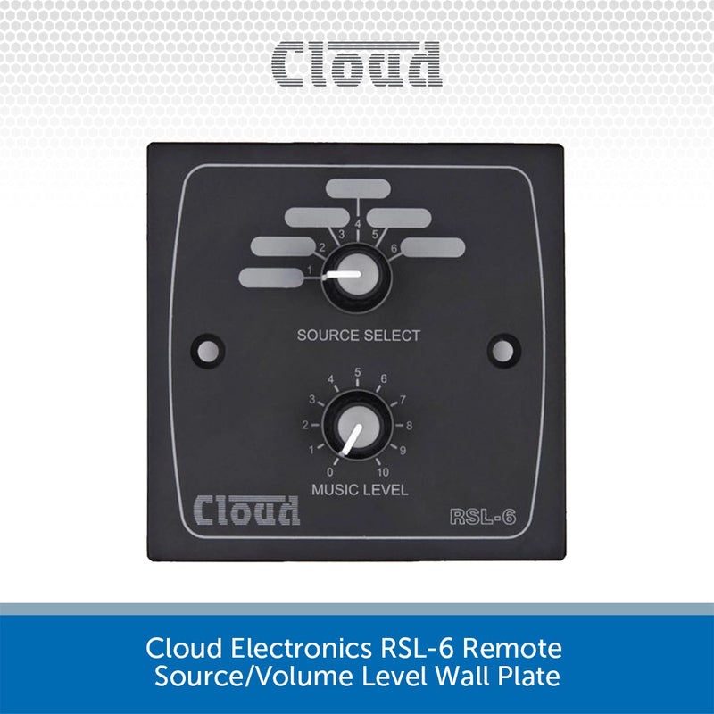 Cloud Electronics RSL-6 Remote Source/Volume Level Wall Plate