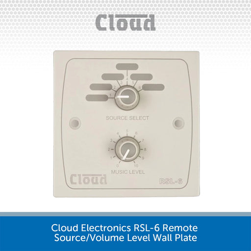 Cloud Electronics RSL-6 Remote Source/Volume Level Wall Plate
