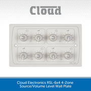 Cloud Electronics RSL-6x4 4-Zone Source/Volume Level Wall Plate
