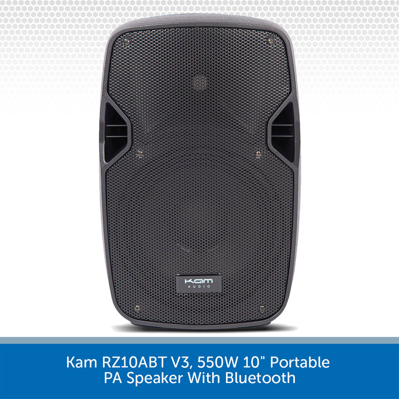 Kam RZ10ABT V3, 550W 10" Portable PA Speaker With Bluetooth