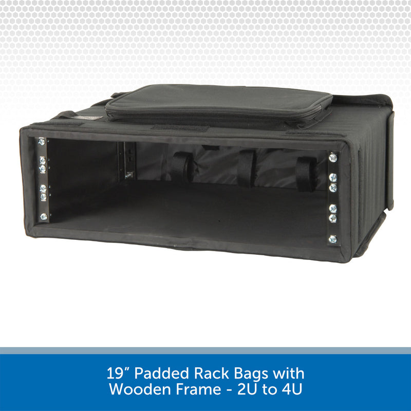 19” Padded Rack Bags with Wooden Frame - 2U to 4U