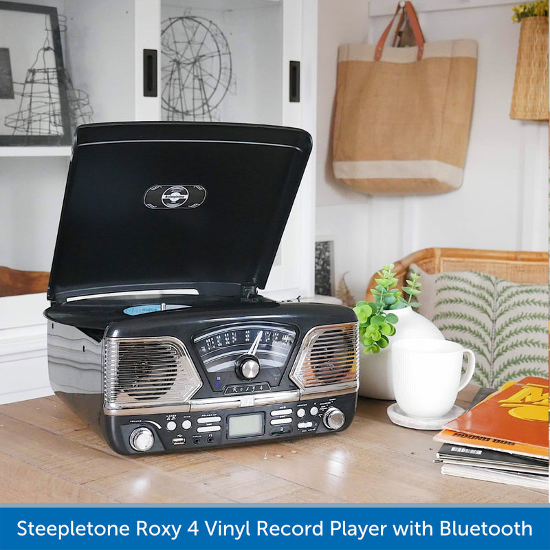 Steepletone Roxy 4 Vinyl Record Player with Bluetooth, USB/CD & FM Radio
