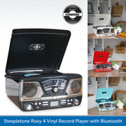 Steepletone Roxy 4 Vinyl Record Player with Bluetooth, USB/CD & FM Radio