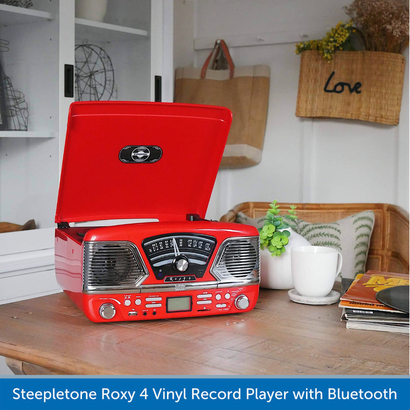 Steepletone Roxy 4 Vinyl Record Player with Bluetooth, USB/CD & FM Radio