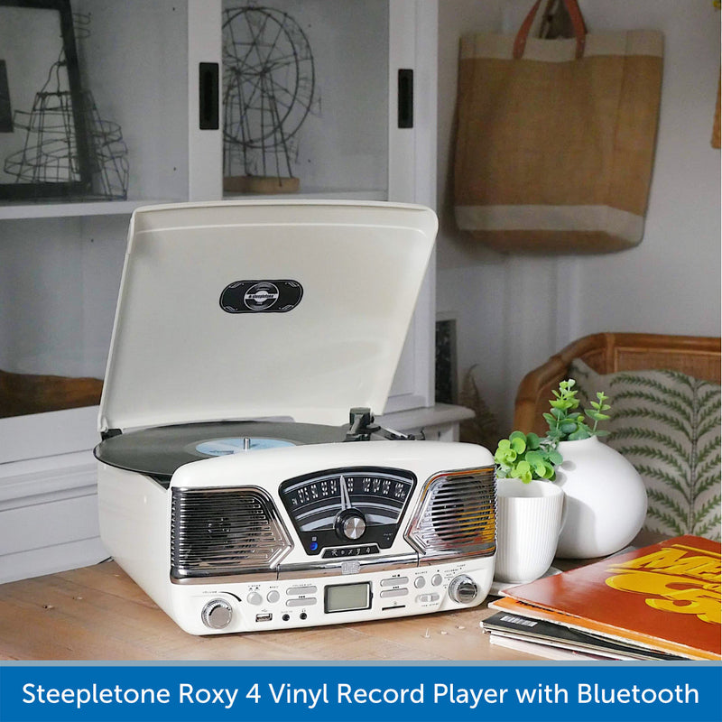Steepletone Roxy 4 Vinyl Record Player with Bluetooth, USB/CD & FM Radio