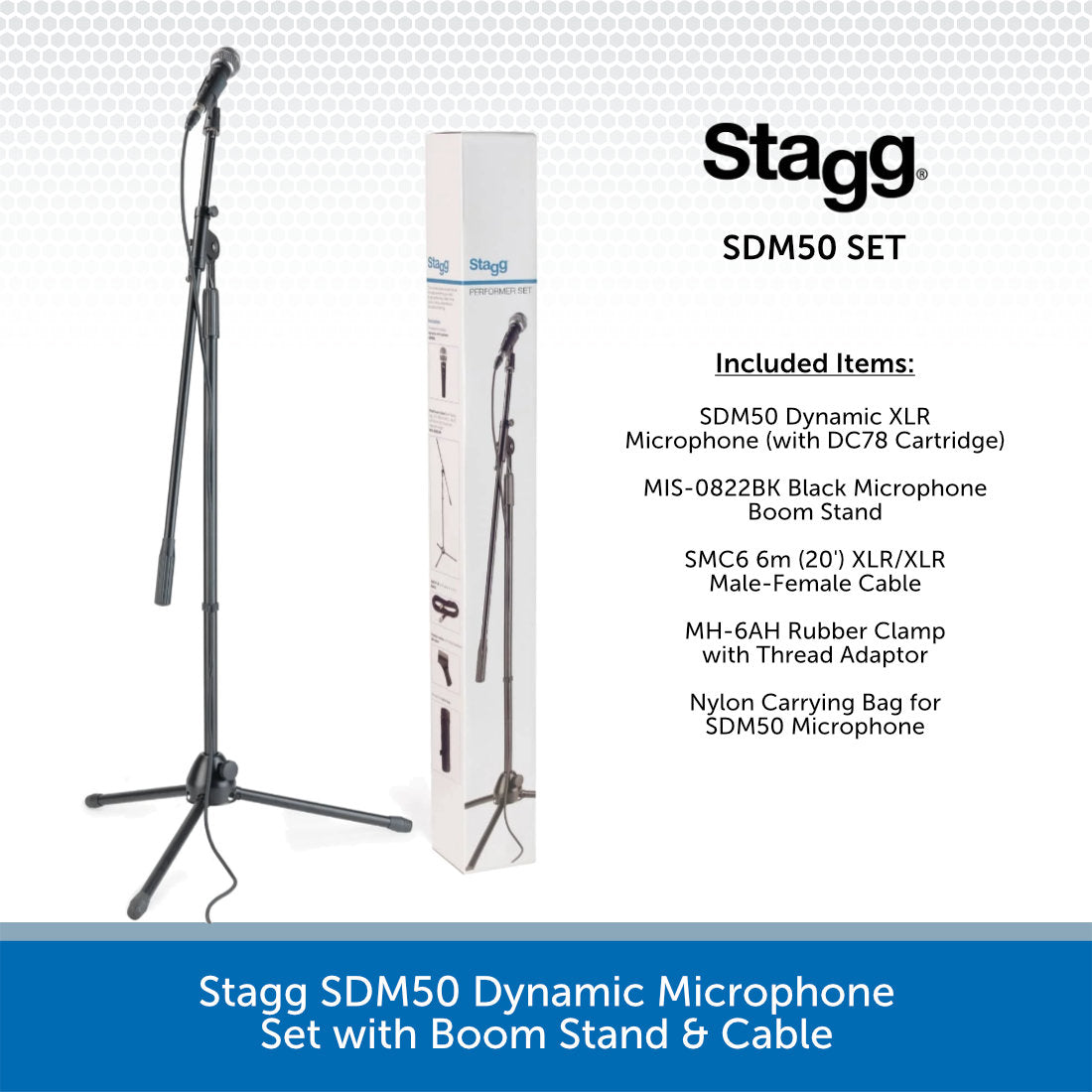 Stagg SDM90 Micrófono Dinámico Cardioide: Para Voz E Instrumentos, Con Cable Y Estuche