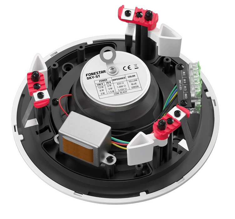 Fonestar SKY-5T 5" Ceiling Speaker, 12W/100V, IP44 Rated – Black or White