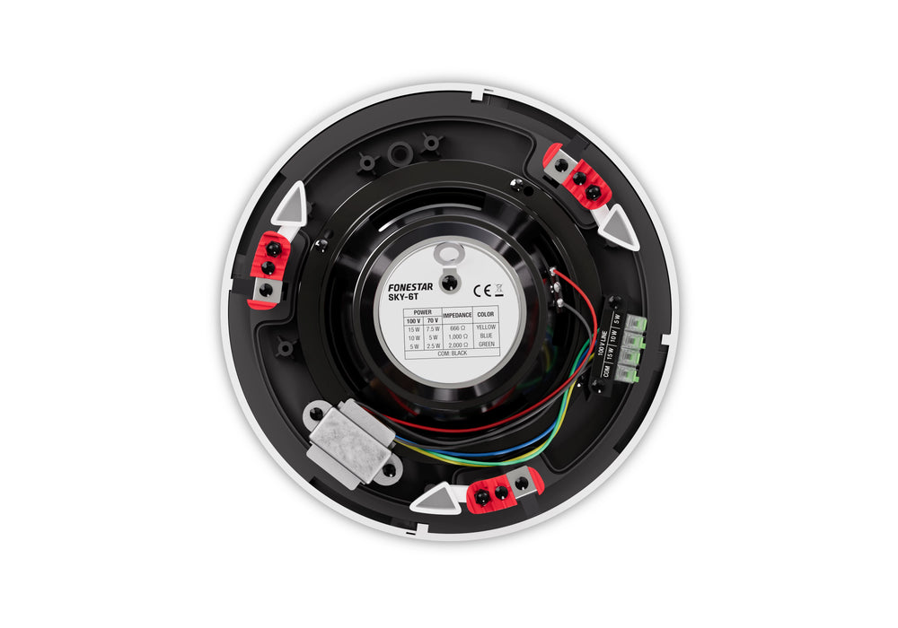 Fonestar SKY-6T 6" Ceiling Speaker, 15W/100V, IP44 Rated – Black or White