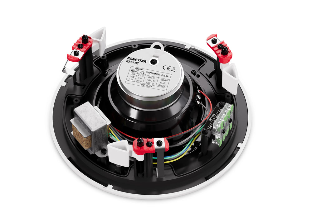 Fonestar SKY-6T 6" Ceiling Speaker, 15W/100V, IP44 Rated – Black or White