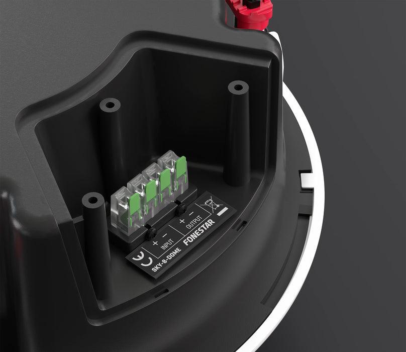 Fonestar SKY-8T-DOME 8" Ceiling Speaker, 30W/100V & 8Ω, IP65 Rated – Black or White