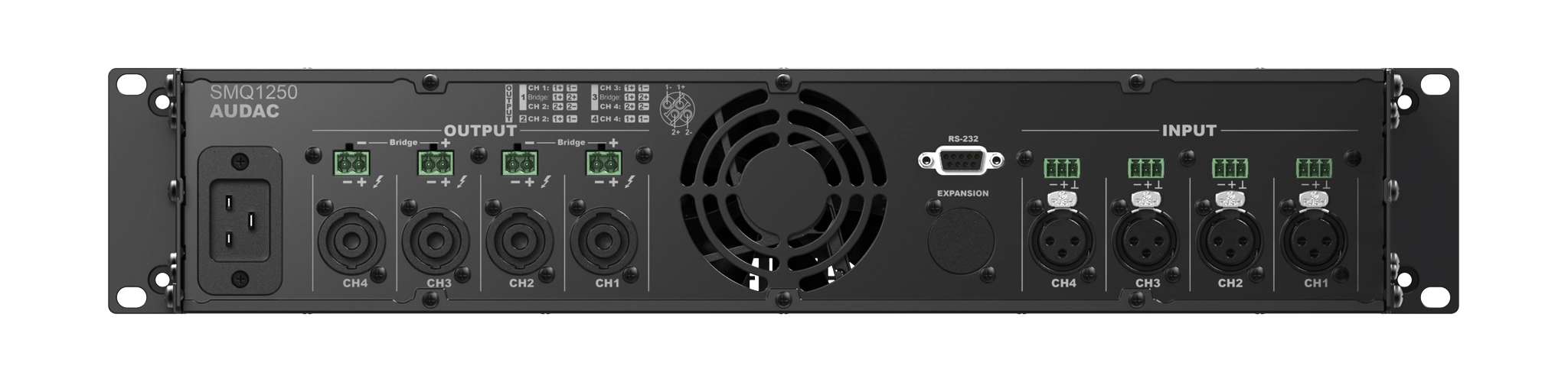 AUDAC SMQ1250 - WaveDynamics™ 4 x 1250W Quad-Channel Power Amplifier 4-8Ω