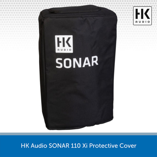 Black protective cover for HK Audio SONAR 110 Xi on a white background