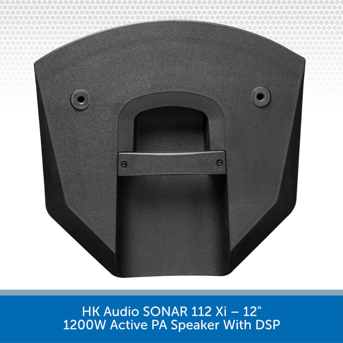 Black active PA speaker with DSP on a white background, labeled 'HK Audio SONAR 112 Xi'.
