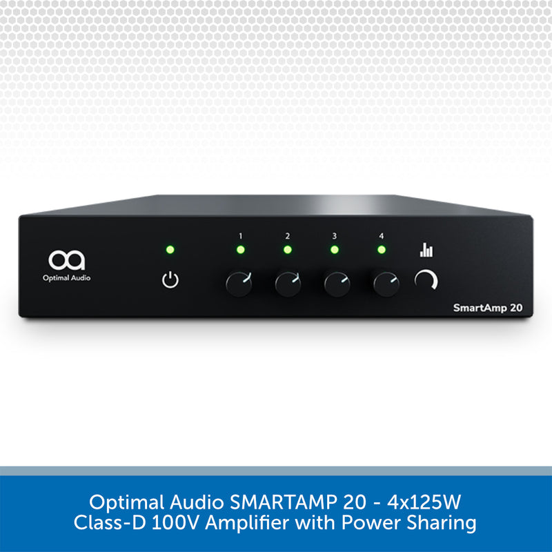 Optimal Audio SMARTAMP 20 - 4x125W Class-D 100V Amplifier with Power Sharing