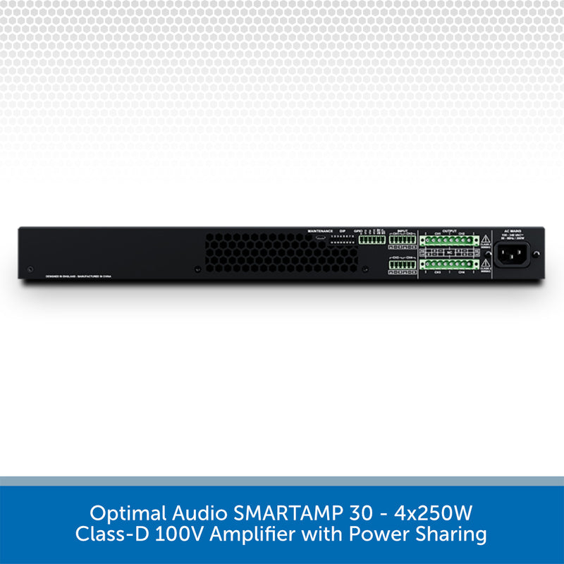 Optimal Audio SMARTAMP 30 - 4x250W 100V Amplifier with Integral DSP