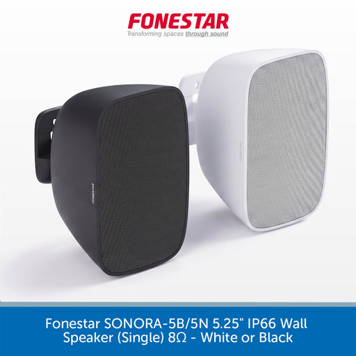 Fonestar SONORA-5TB/STN 5.25" IP66 Wall Speaker in white and black on a white background.
