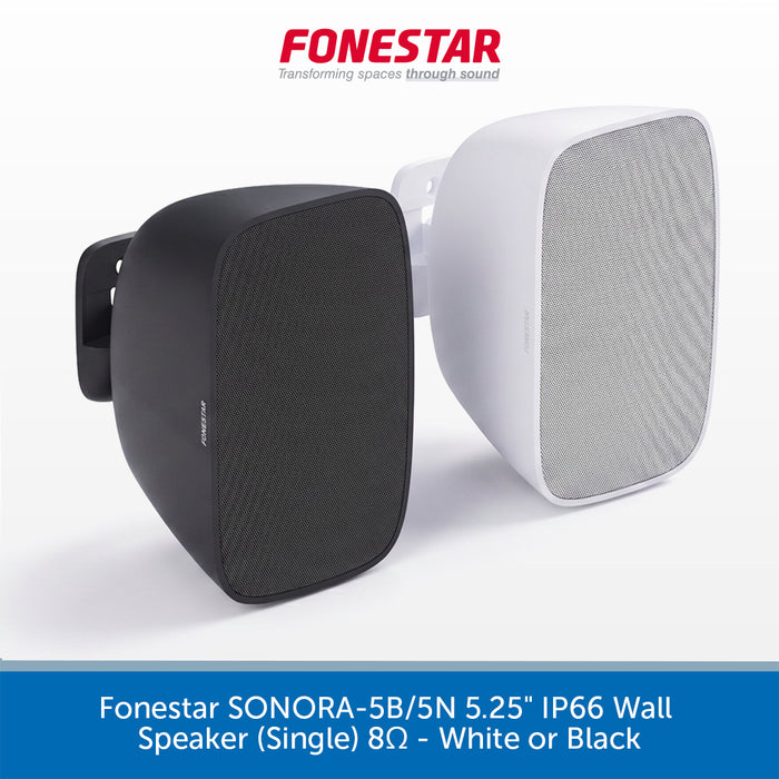 Fonestar SONORA-5TB/STN 5.25" IP66 Wall Speaker in white and black on a white background.