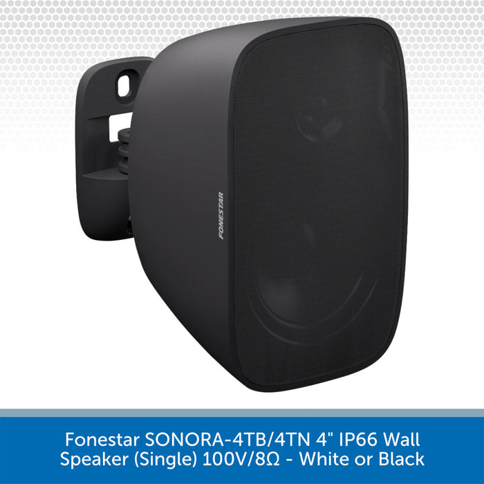 Black wall-mounted speaker with 'Fonestar' branding on a white background