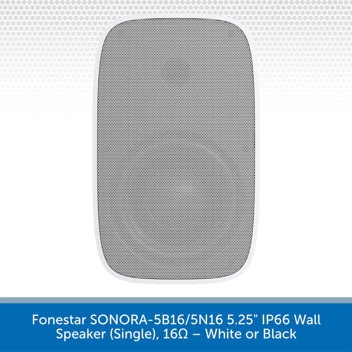 Fonestar SONORA-5B16/5N16 wall speaker on a white background with product details.