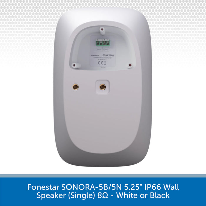 Fonestar SONORA-5B/5N wall speaker on a white background with text indicating color options.